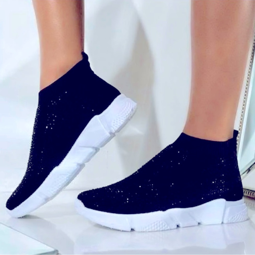 YELLOW rhinestone mesh sneakers